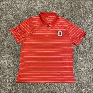 Ohio State Buckeyes Authentic Apparel Men's Polo XL Embroidered‎ Logo Striped
